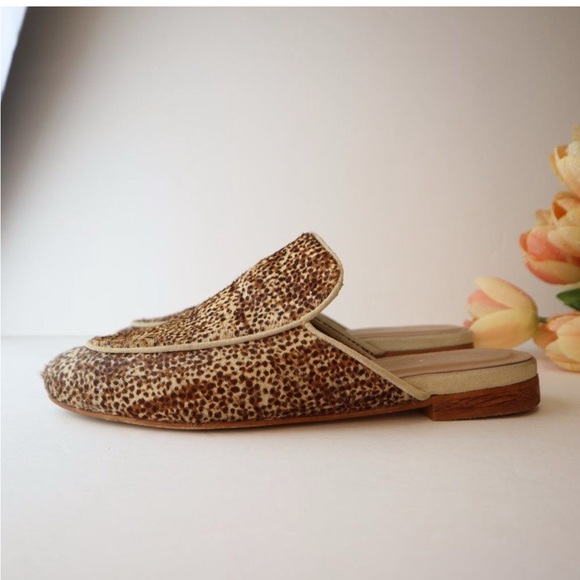 Kaanas Sardinia Mules Haircalf Leopard Print Slip On Loafers Size 9 - Picture 3 of 6